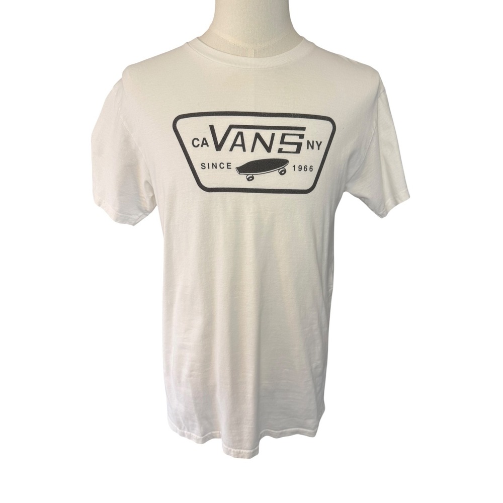 Vans Mens Classic Fit‎ Graphic T-Shirt White Skateboard Logo Medium